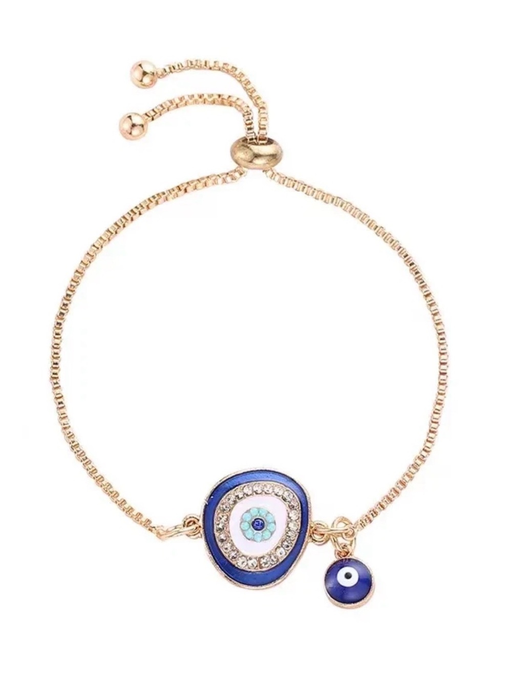 18kt gold plated Evil Eyes slider Bracelets with Charms Stackable Bracelet